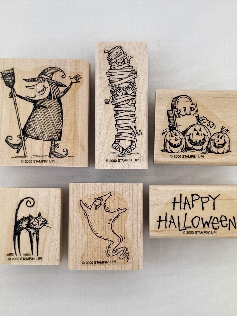 Stampin' Up! Halloween Wooden Stamp Set - Black on Natural Wood